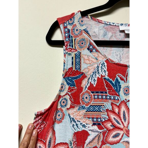 J. JILL Floral Boho Patchwork Print Rayon/Spandex Tank Midi Dress, Sz L - Picture 3 of 11